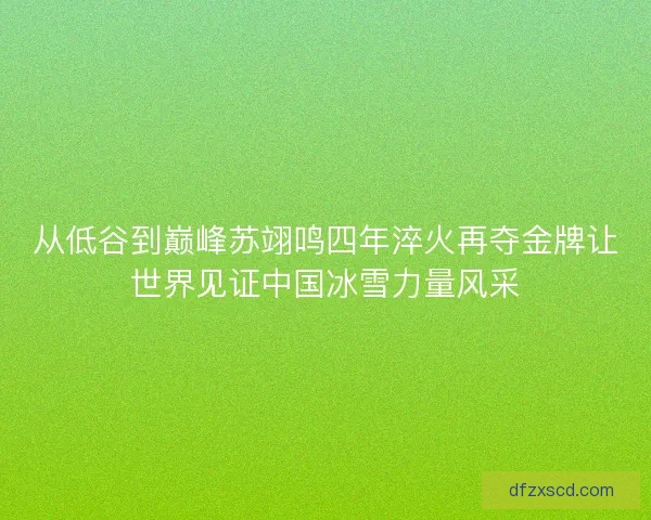 从低谷到巅峰苏翊鸣四年淬火再夺金牌让世界见证中国冰雪力量风采