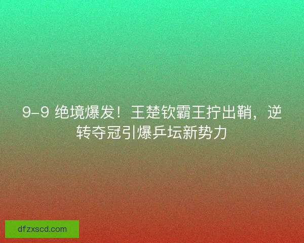 9-9 绝境爆发！王楚钦霸王拧出鞘，逆转夺冠引爆乒坛新势力